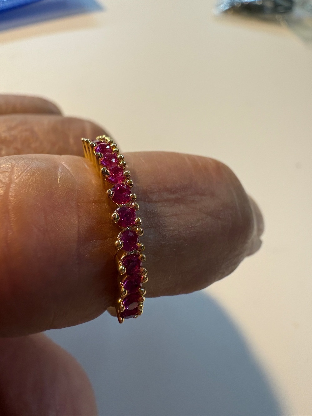 Gold Ruby-Red Eternity Band Size 8